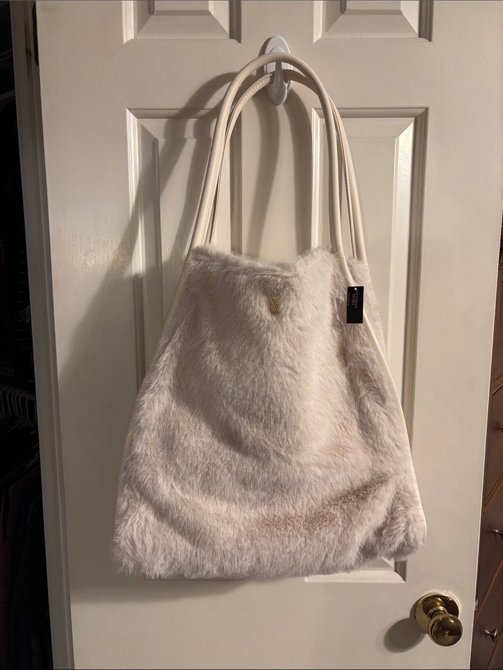 Victoria's Secret Cream Faux Fur Tote Bag